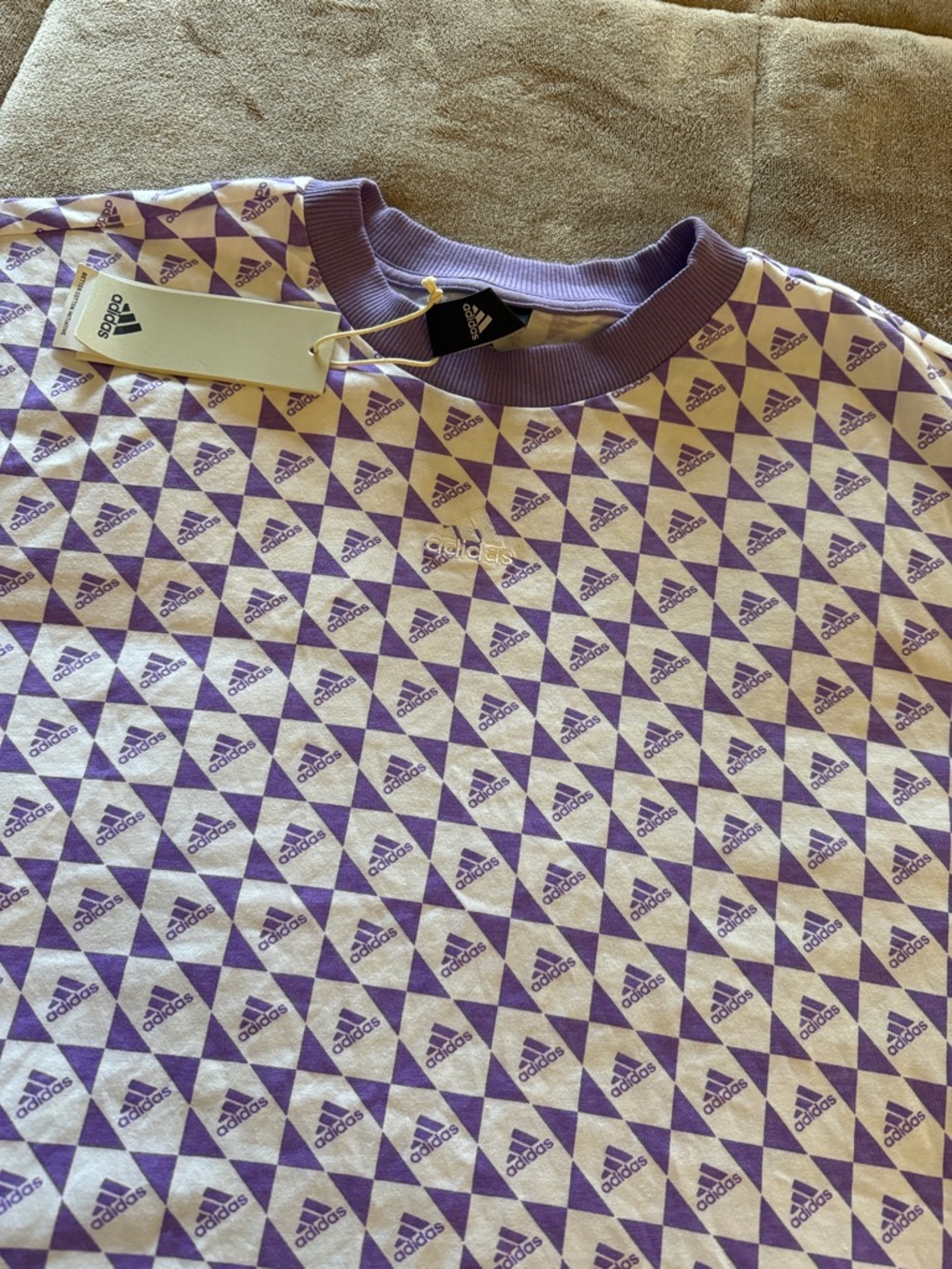 adidas Purple and White Geometric Crop Top